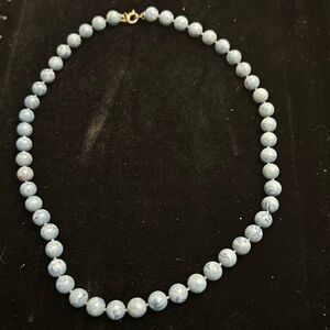 Vintage blue bead necklace about 18 inches